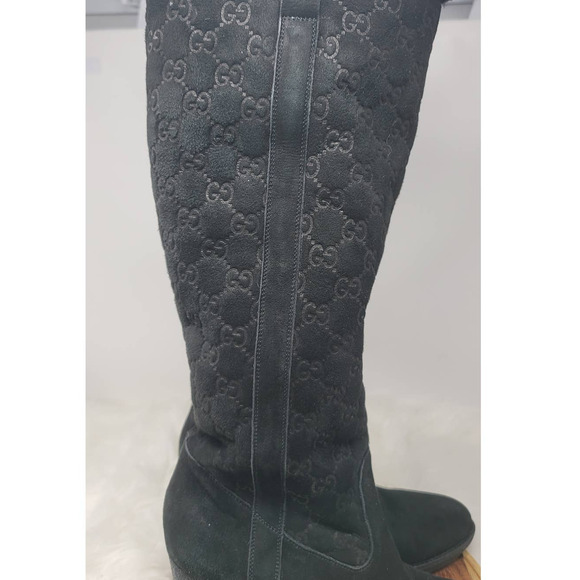 GUCCI AUTHENTIC BLACK SUEDE GUCCISSIMA KNEE-HIGH BOOTS SIZE 10 B - Picture 7 of 13